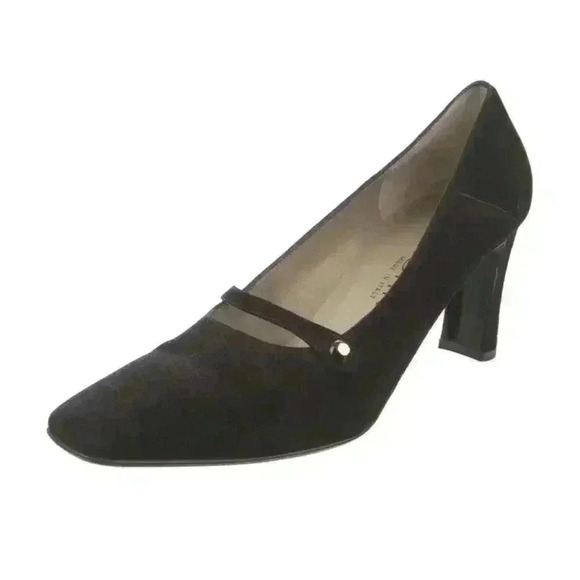 ST. JOHN Chiara Black Suede Mary Jane Square Toe Pumps US 8.5 AA Old Money - Picture 3 of 8